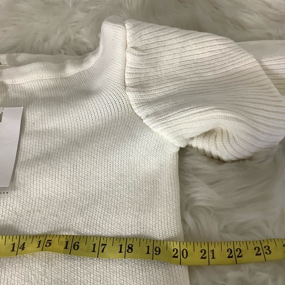 Endless Rose Women's Knit White Sweater 3/4 Layered Puff Sleeves Large NWT - Picture 8 of 10